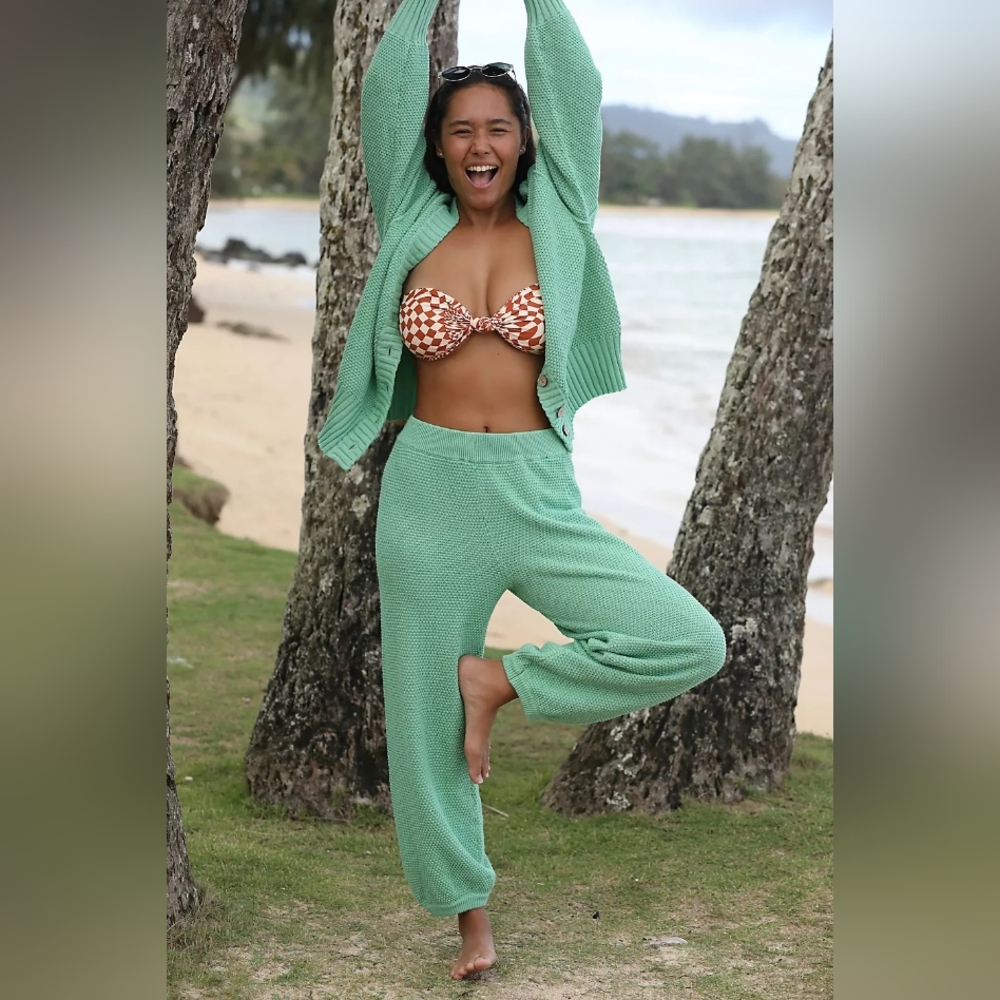 FREE PEOPLE x Hailee Cardi Set Lounge Large Glass Green NWT * Still In Package